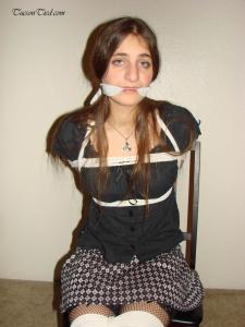 www.staciesnowbound.com - Stiletto, Bound and cleave gagged on the chair... thumbnail